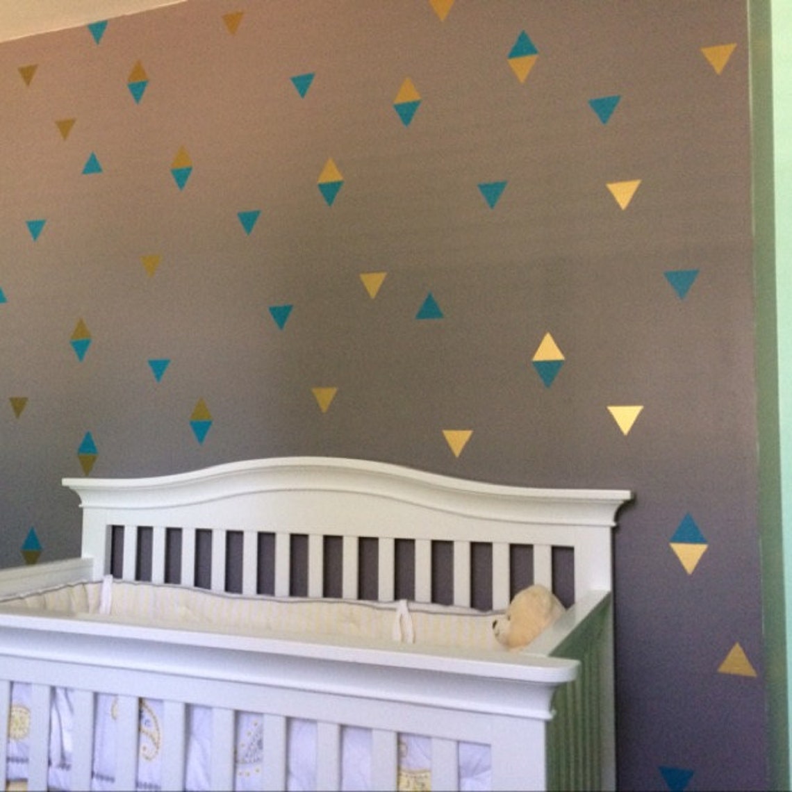 Gold Triangle Wall Decals Triangle Decals Geometric Wall Mural Etsy