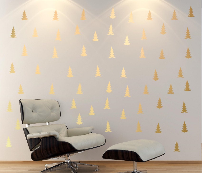 Pine Tree Patterned Wall Decal GOLD Tree Wall Decal Kids Etsy