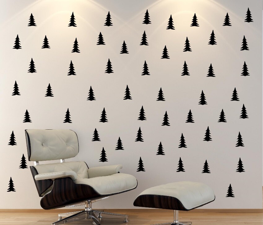 Pine Tree Patterned Wall Decal GOLD Tree Wall Decal Kids Etsy