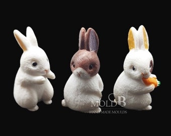 3 rabbits, Handmade Silicone Mold Ornament Soap Chocolate Fondant Polymer Clay Jewelry Soap Making Wax Resin