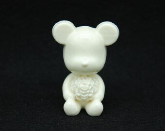 Carnation Bear 2D, Handmade Silicone Mold Ornament Soap Chocolate Fondant Polymer Clay Jewelry Soap Making Wax Resin