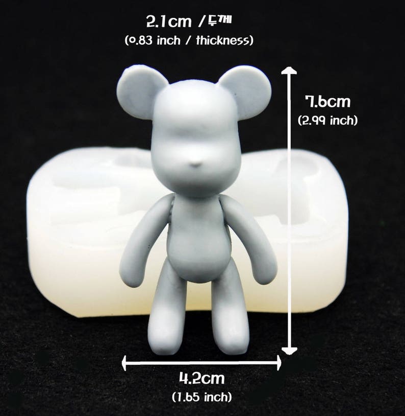 Silicone Mold Chocolate Candle Ornament Soap Mould Fondant Polymer Clay Soap Making Melting Wax Resin 2D Bear S