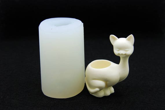Silicone Mold Mould Chocolate Polymer Clay Soap Candle Wax Cat Vase #2_left Silicone Mold Mould Chocolate Polymer Clay Soap Candle Wax Cat Vase #2_left