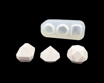 3 cavity Gem Stone #2, Handmade Silicone Mold Ornament Soap Chocolate Fondant Polymer Clay Jewelry Soap Making Wax Resin