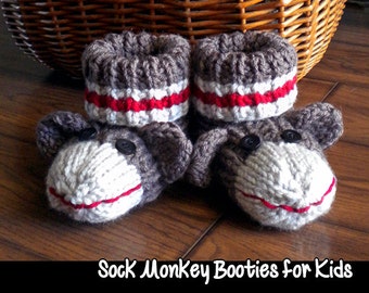 Sock Monkey Booties for Kids Knitting Pattern