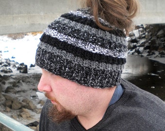 Unisex Bun Beanie Knitted Hat Pattern