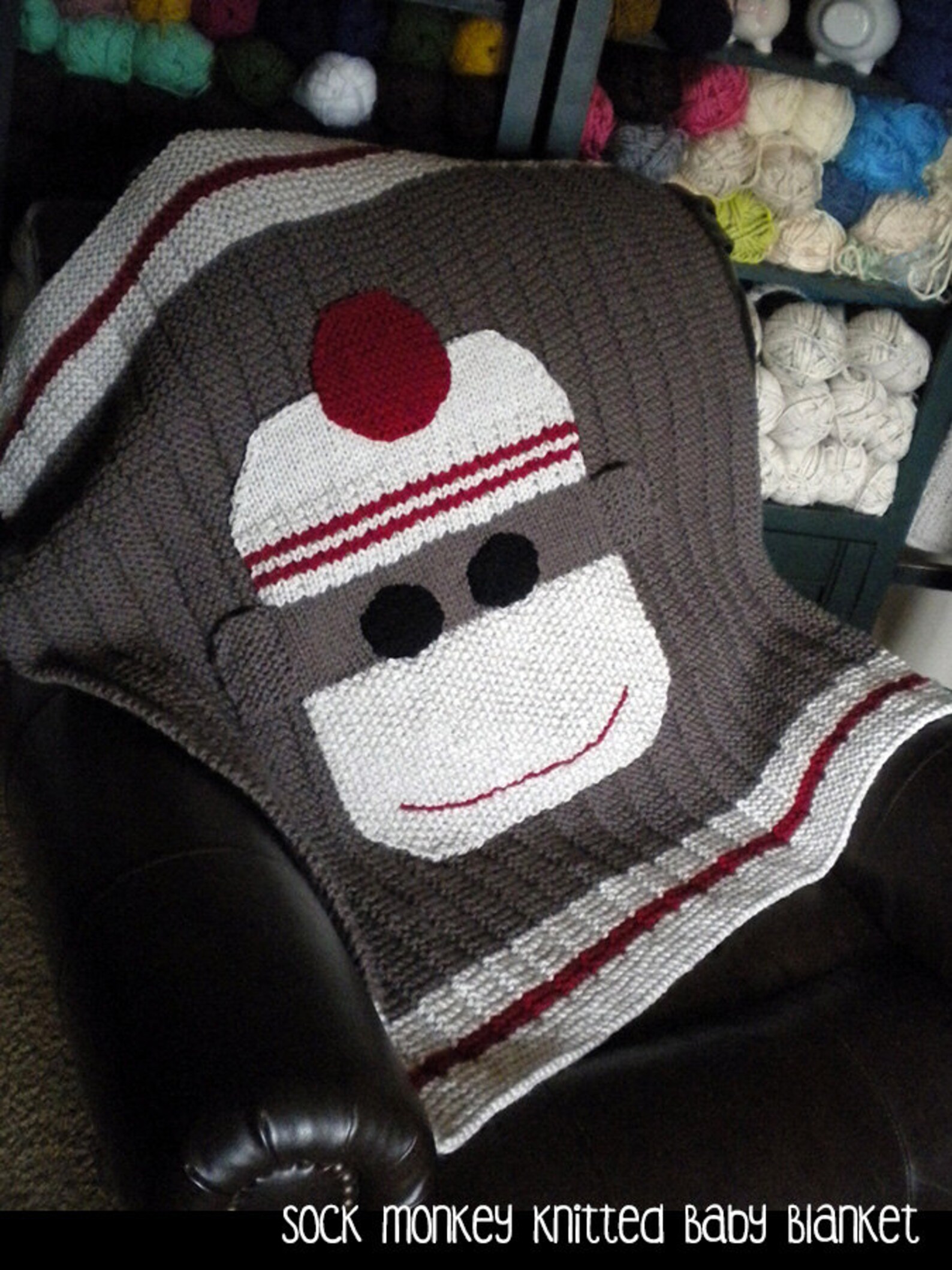 Sock Monkey Knitted Baby Blanket Knitting Pattern - Etsy