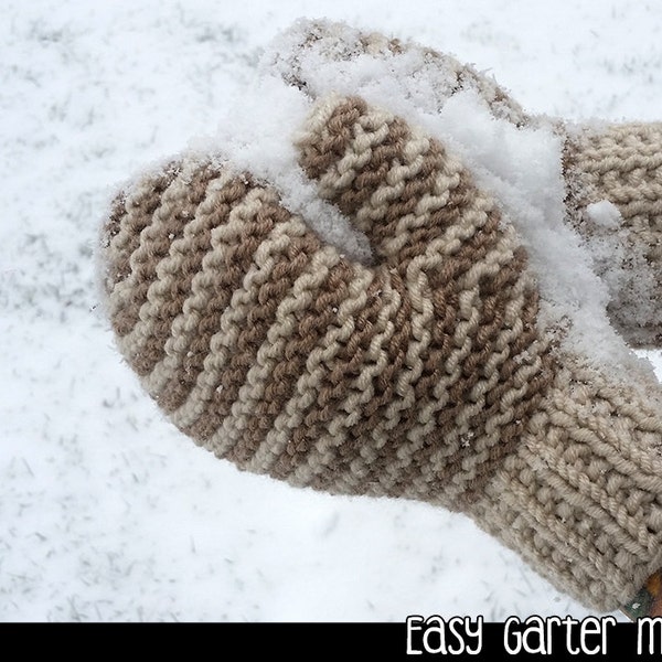 Easy Garter Mittens on 2 Needles knitting pattern