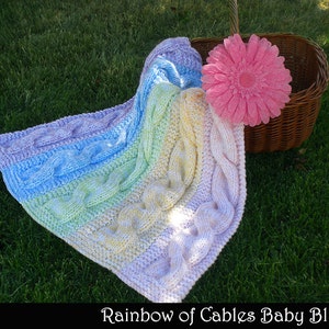 Rainbow of Cables Baby Blanket Knitting Pattern image 2