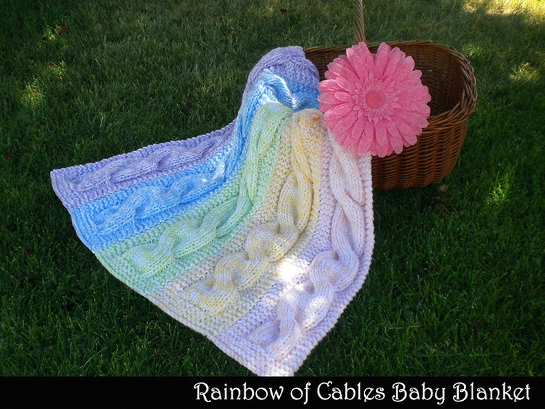 Rainbow of Cables Baby Blanket Knitting Pattern image 2