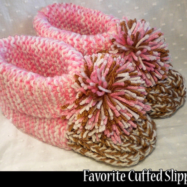 Favorite Cuffed Slippers for the Family Knitting Pattern