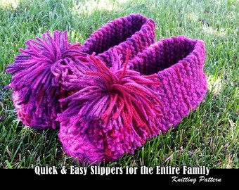 Quick & Easy Slippers for the Family Knitting Pattern