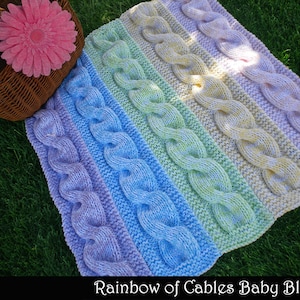 Rainbow of Cables Baby Blanket Knitting Pattern image 1