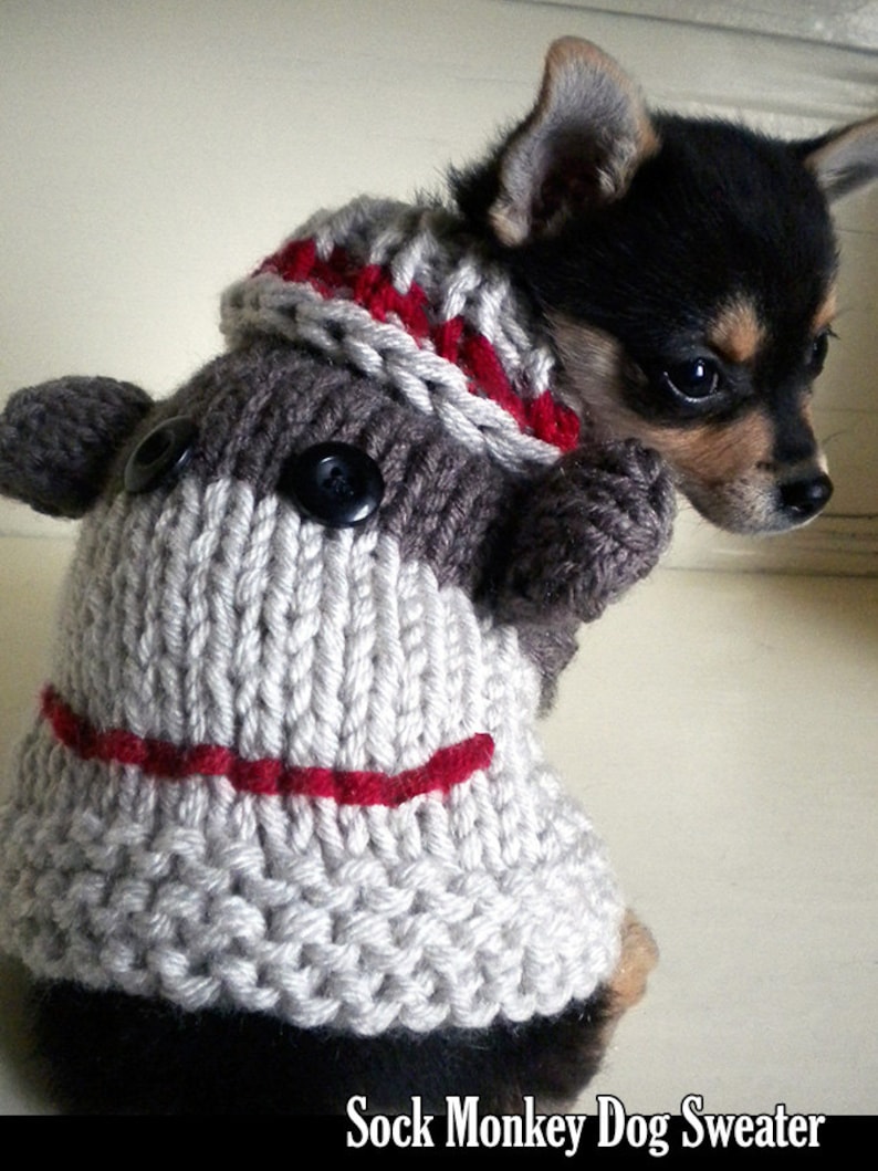 Sock Monkey Dog Sweater Knitting Pattern Etsy Canada