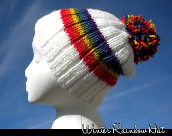 Winter Rainbow Hat for the Family Knitting Pattern