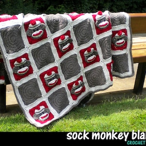 Sock Monkey Baby Blanket Crochet Pattern