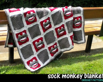 Sock Monkey Baby Blanket Crochet Pattern