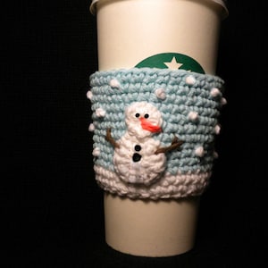 Snowman Coffee Cozy Crochet Pattern