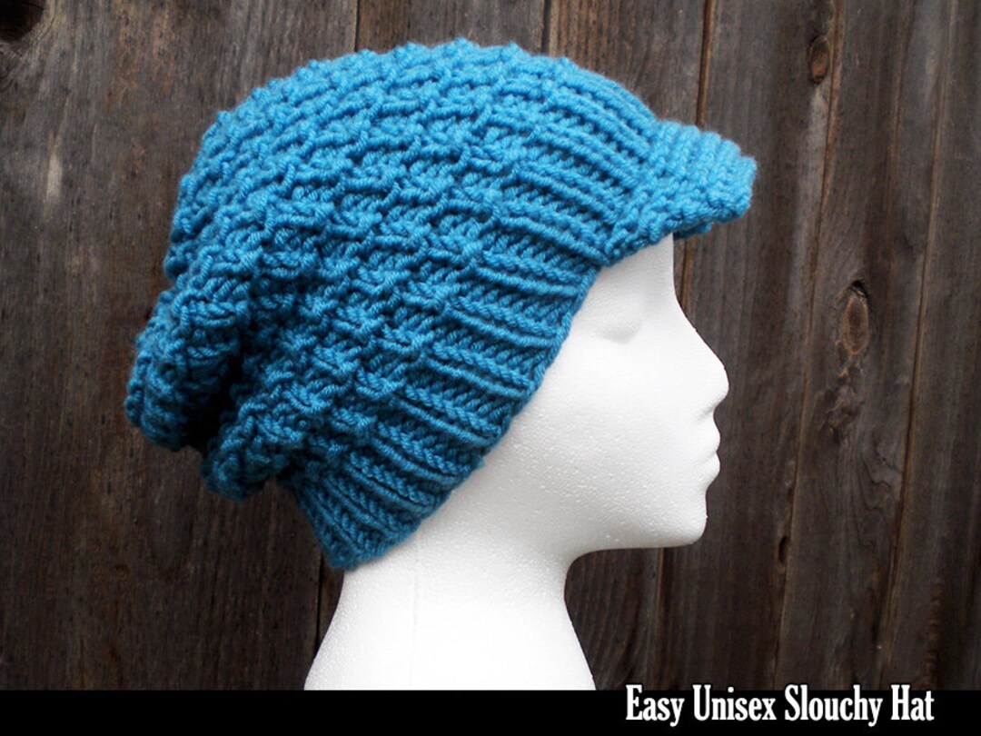 Easy Unisex Slouchy Hat Knitting Pattern - Etsy