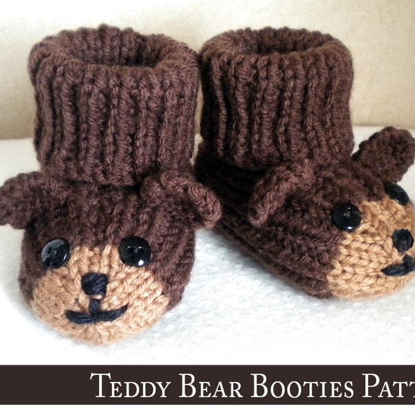 Teddy Bear Baby Booties Knitting Pattern