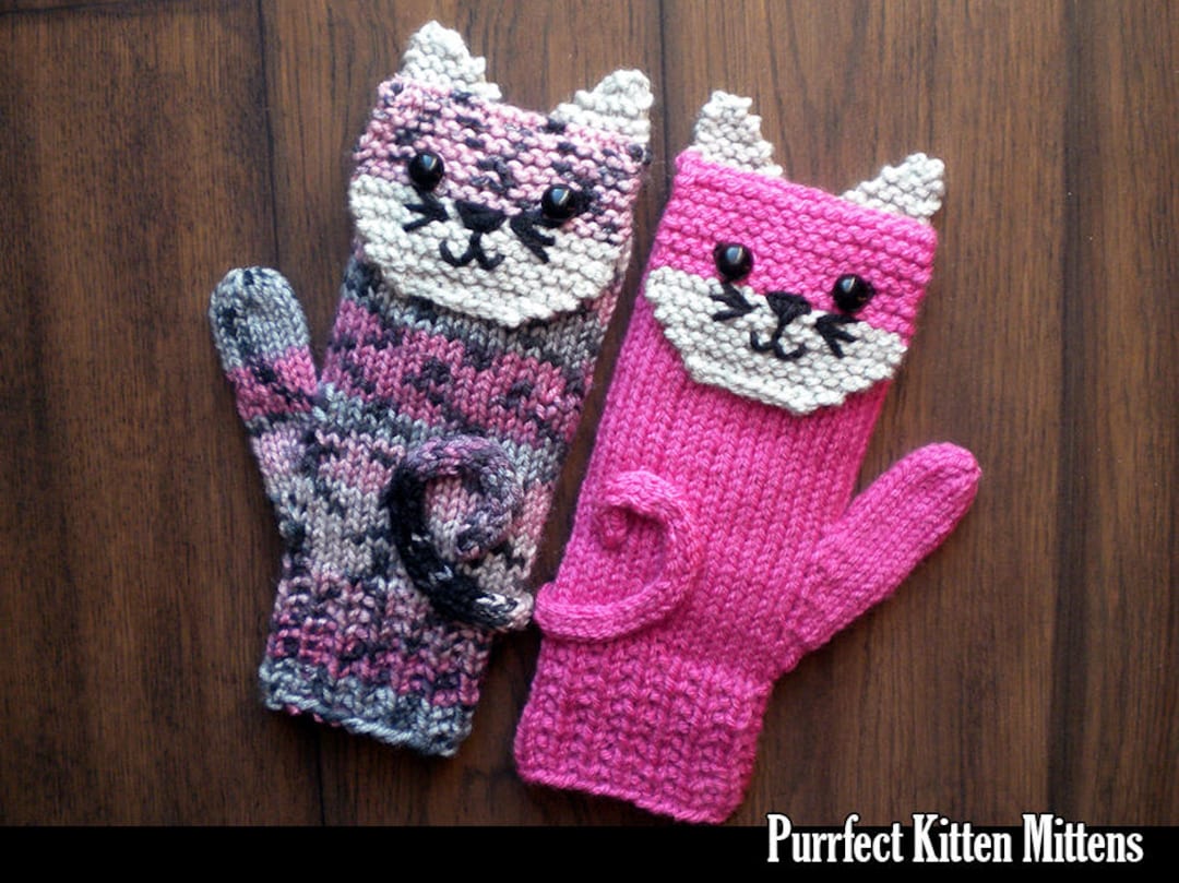 Purrfect Kitten Mittens for the Family Knitting Pattern Etsy