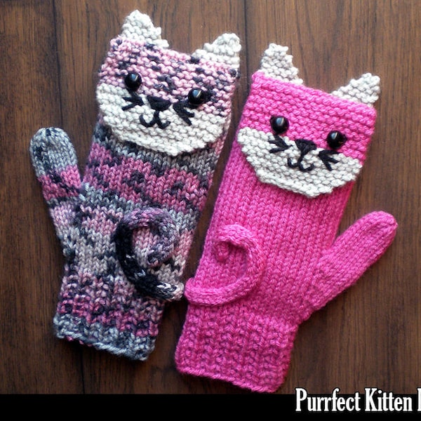 Purrfect Kitten Mittens for the Family Knitting Pattern