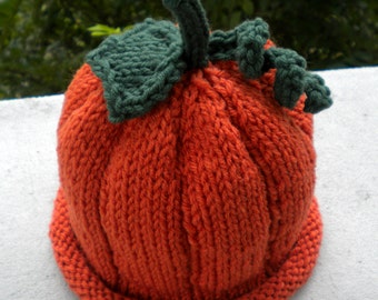 Perfect Pumpkin Hat (done with 2 needles) for the Family Knitting Pattern