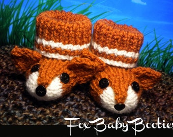 Fox Baby Booties Knitting Pattern