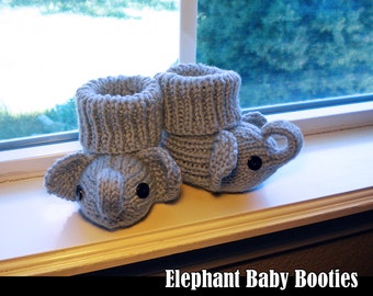 Elephant Baby Booties Knitting Pattern