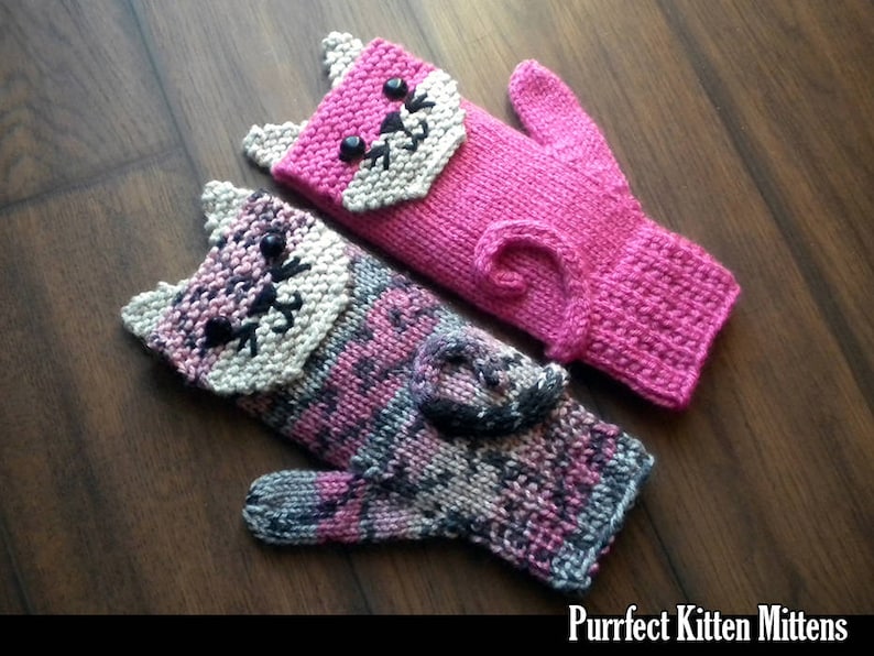 Purrfect Kitten Mittens for the Family Knitting Pattern image 2