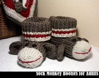 Sock Monkey Booties für Erwachsene Strickanleitung