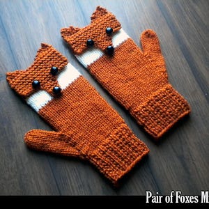 Pair of Foxes Mittens for the Family Knitting Pattern image 1