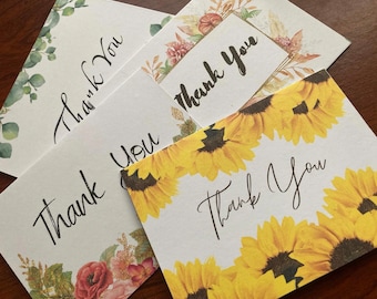 Seasonal Floral Thank You Notecards--Blank inside, 4 designs, individual or assorted