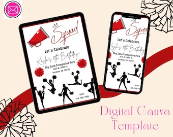 Spirit Squad Digital Invitation - Customizable Canva Template Printable