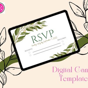 Dark Botanicals Digital RSVP Postcard - Customizable Canva Template Printable