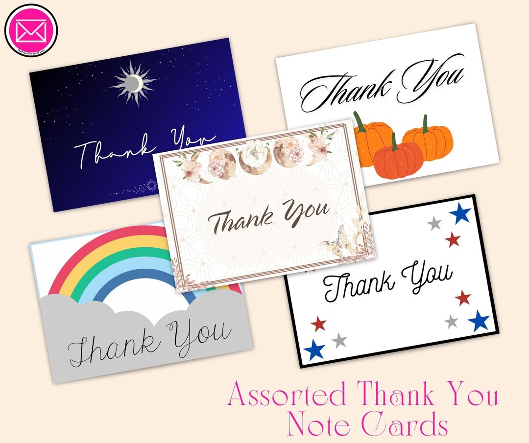 Seasonal Assorted Thank You Note Cards - Set of 5, 15, or 25 - Etsy