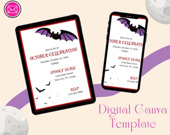 Going Batty Digital Invitation - Customizable Canva Template Printable