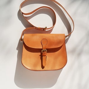 Saddle Bag Purse Tan Leather Crossbody Boho Handbag Retro Fashion