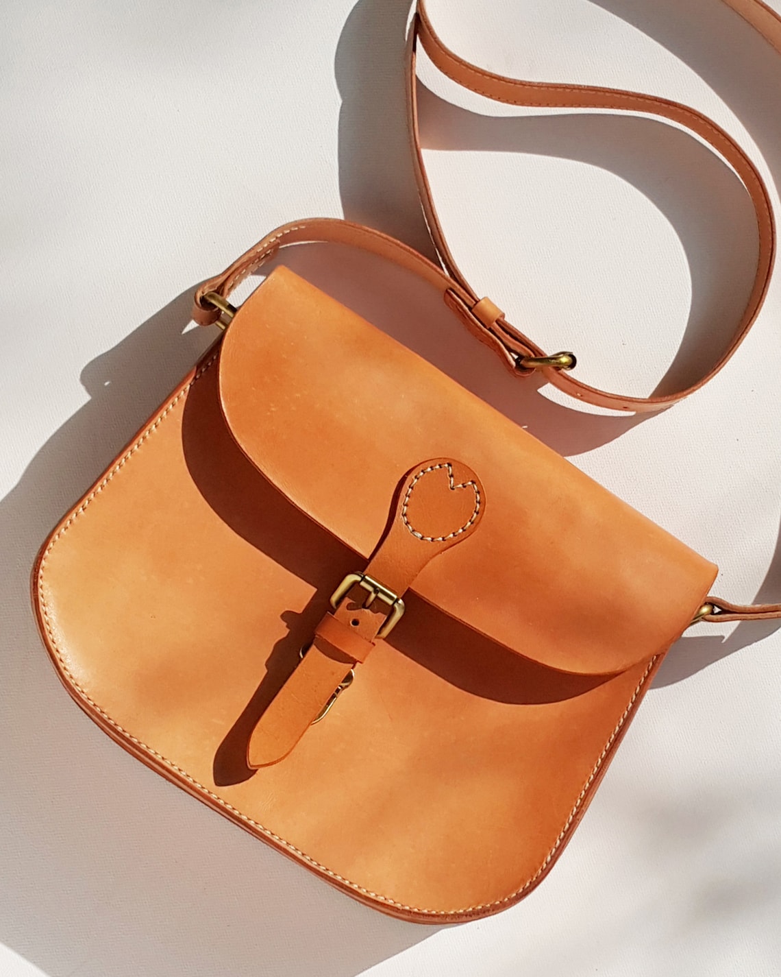 Saddle Bag Purse Tan Leather Crossbody Boho Handbag Retro Etsy