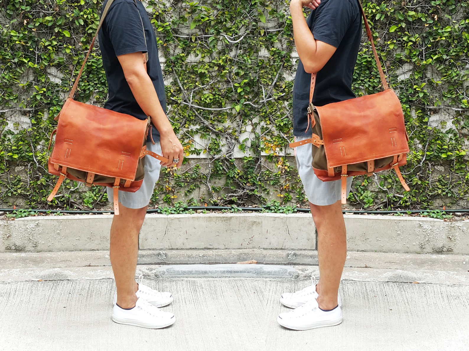 Canvas Shoulder Bag Canvas Messenger Bag Mens Messenger Bag Etsy