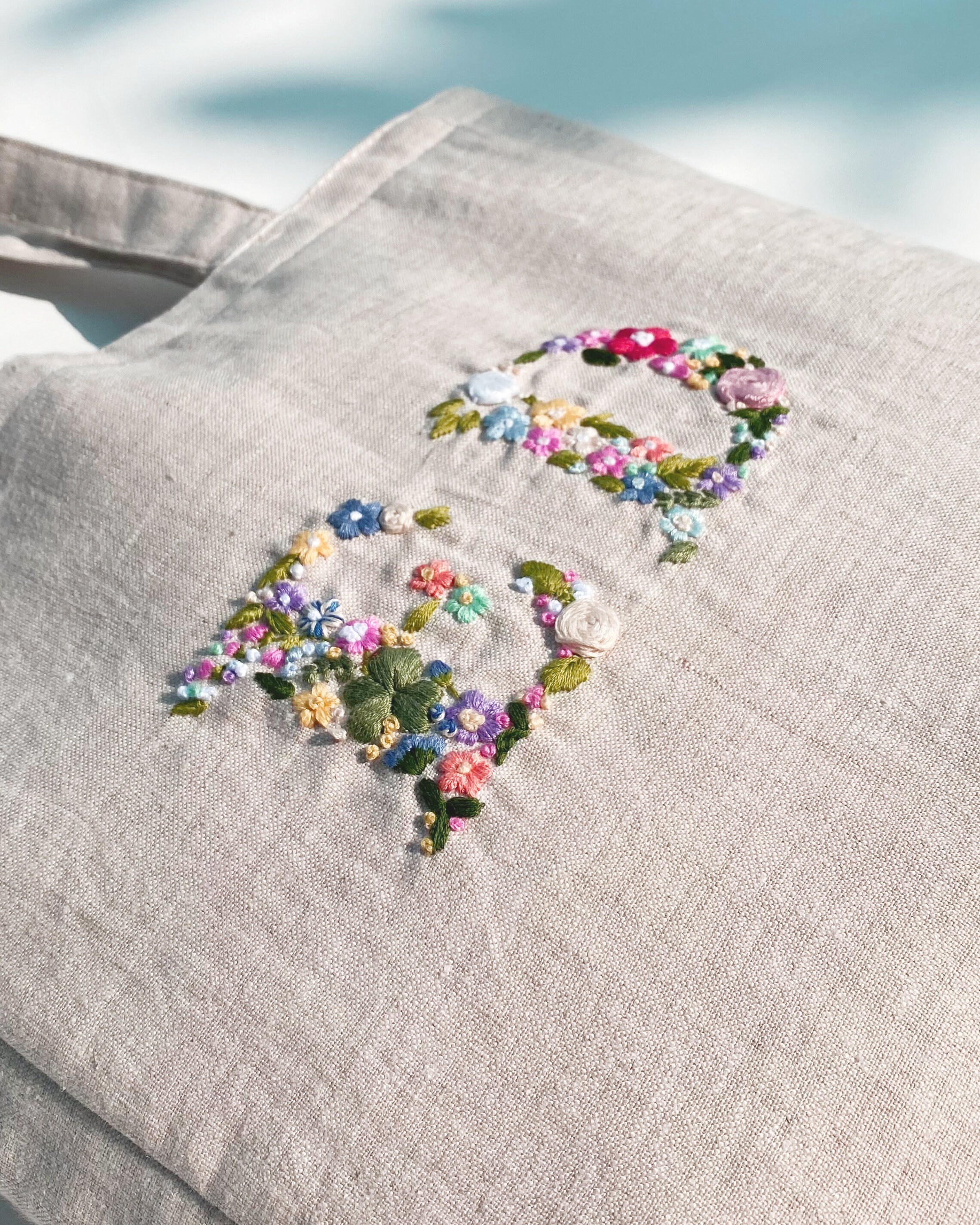 Embroidered Tote Bag Personalized Hand Embroidered Linen Tote Etsy