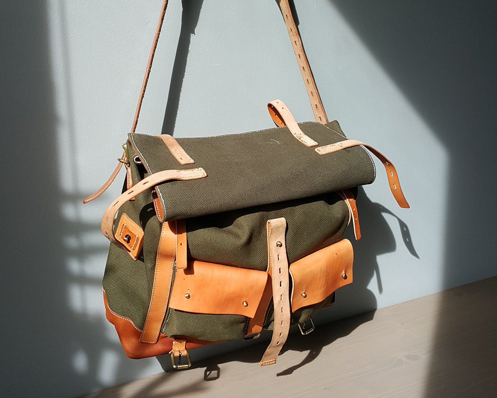 Canvas Shoulder Bag Canvas Messenger Bag Mens Messenger Bag Etsy