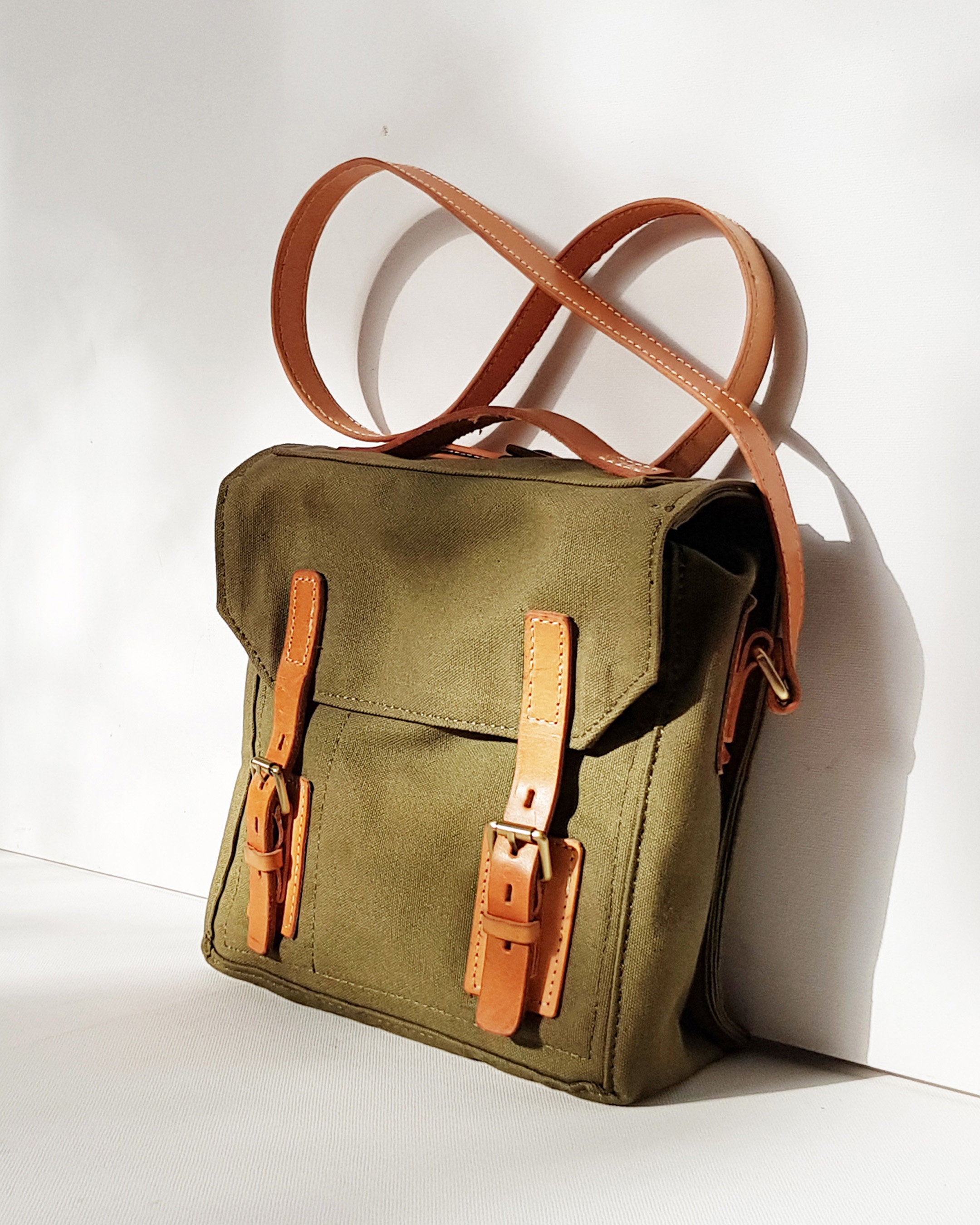 Canvas Satchel Bag Messenger Bag Canvas Leather Shoulder Bag Etsy