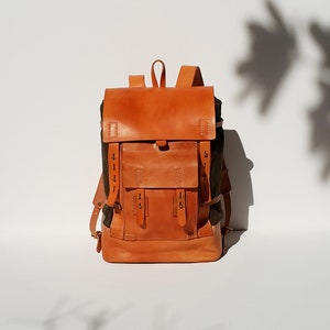 Roll Top Backpack / Water-Proof Canvas and Leather Backpack / Oversized Backpack