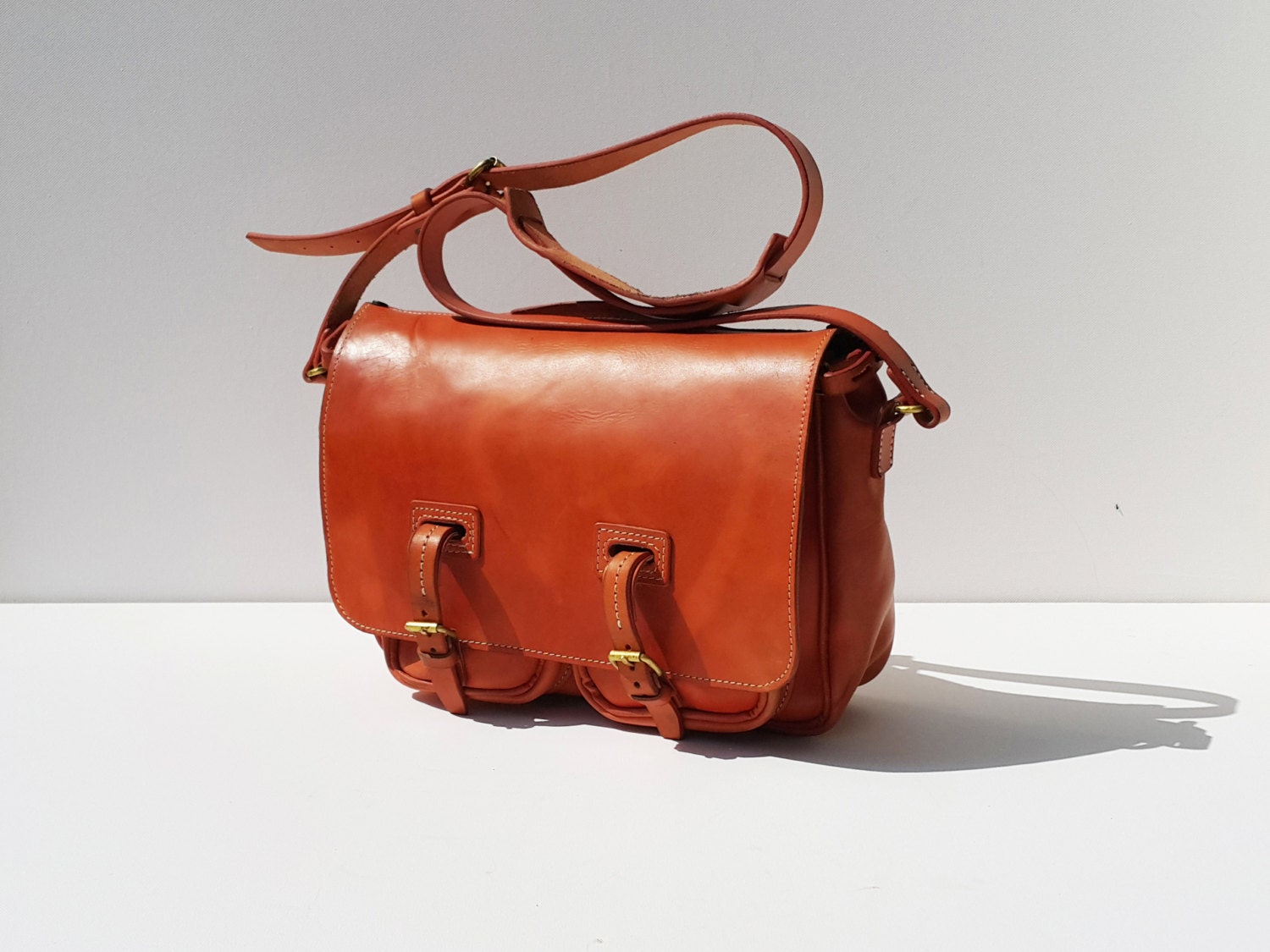 Mens Leather Messenger Bag /Leather Crossbody Bag /Leather Etsy