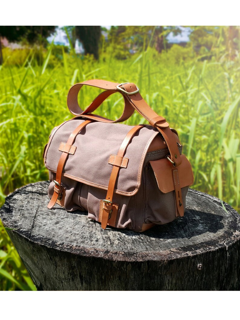 Mens Messenger Bag Canvas Leather Crossbody Bag Canvas Etsy