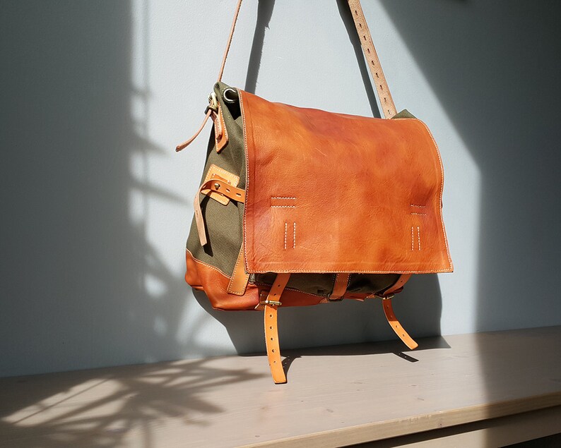 Canvas Shoulder Bag Canvas Messenger Bag Mens Messenger Bag Etsy