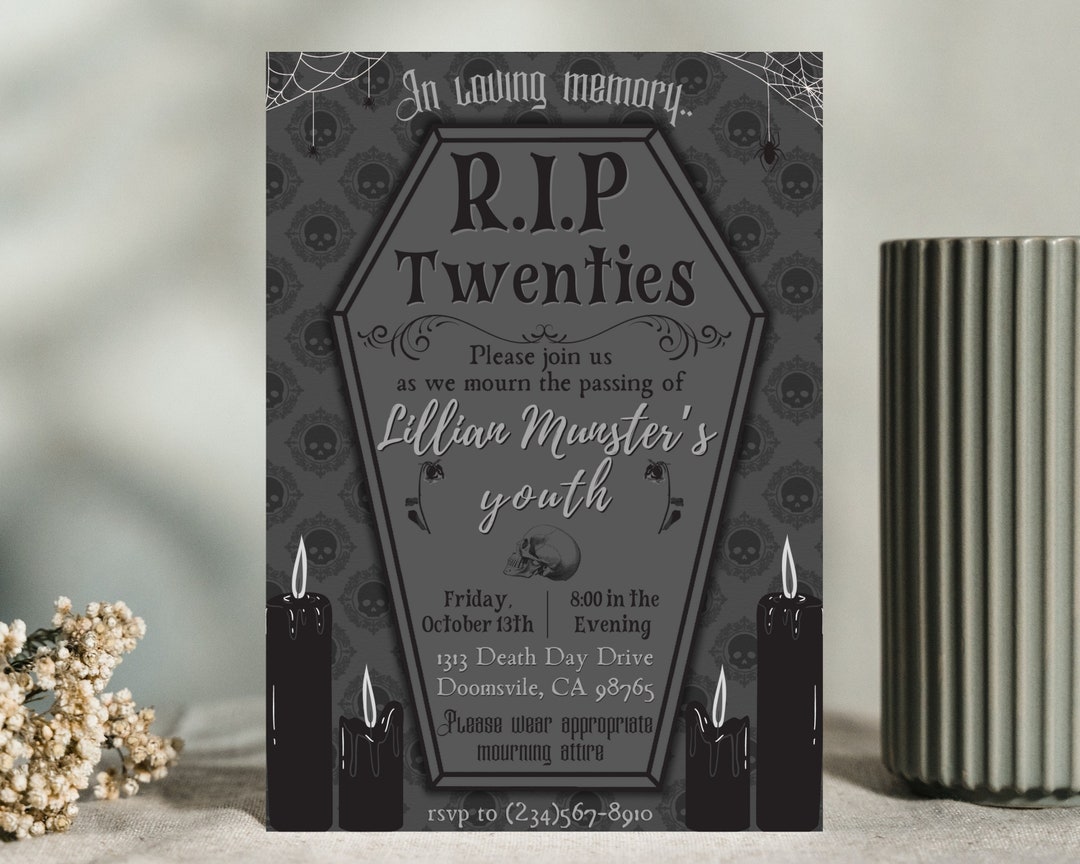 Funeral for My Youth Death to My 20s 30th Birthday Invitation Printable