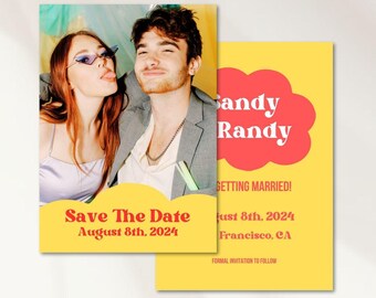 Retro Save the Date Template: Minimalist Printable Invite (Digital)