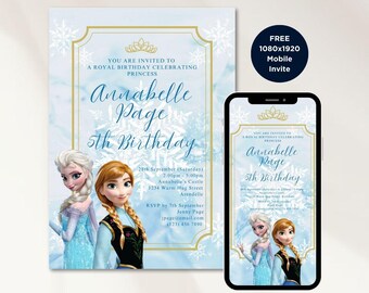Frozen Birthday Invitation: Elsa and Anna Princess Theme (Digital Printable)